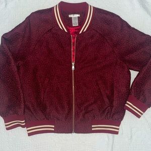 Vintage Esley Brocade Bomber Jacket Women’s Small Wine/Burgundy